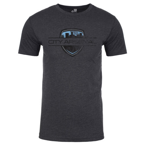 City Arsenal T-Shirt, Dark Heather Gray, Distressed Logo (CA-TS-ML-DH)