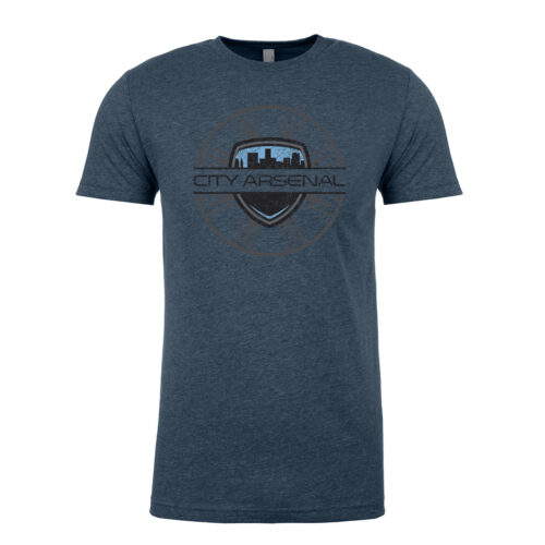 City Arsenal T-Shirt, Steel Blue, Distressed Logo (CA-TS-BL-SB)