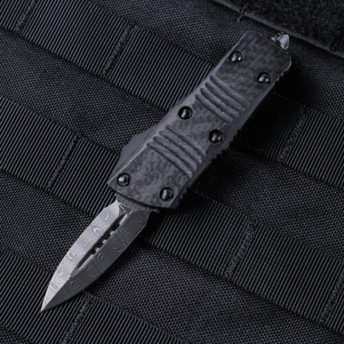 Microtech Signature Series Troodon Mini, OTF Auto Knife, Damascus Steel (238-16CFS)