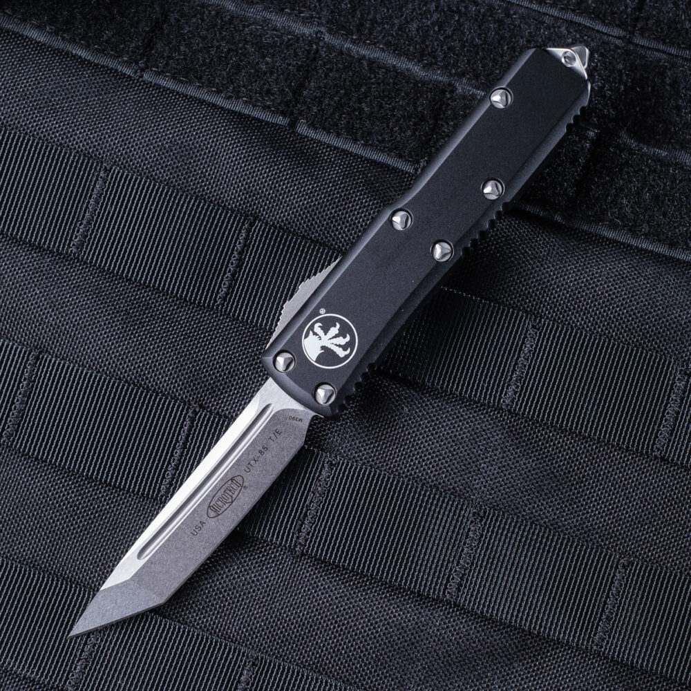 Microtech Knives UTX-85 T/E Auto Knife, Black Stonewash (233-10)