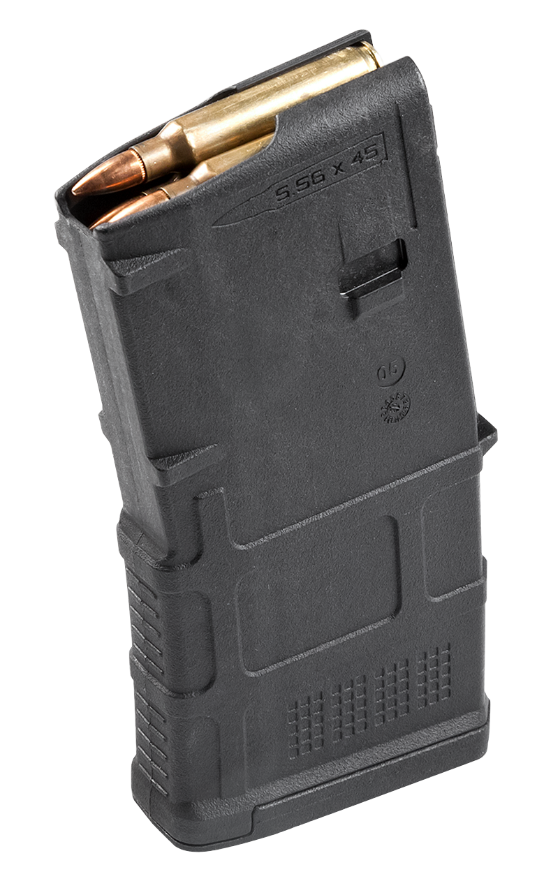Made in the U.S.A, the PMAG 20 AR/M4 GEN M3 is a polymer magazine for AR15/M4 compatible weapons. Similar to the MOE PMAG, the GEN M3 features a long-life USGI-spec stainless steel spring for commonality, a four-way anti-tilt follower, constant-curve internal geometry for reliable feeding, and simple tool-less disassembly for easy cleaning. It also features a redesigned bolt catch notch in the rear of the magazine that provides increased bolt catch clearance, while an over-travel stop on the spine helps ensure the magazine will not over-insert on compatible weapons. Low profile ribs and new, aggressive front and rear texture give positive control of the GEN M3 in all environments, and a paint pen dot matrix has been added to the bottom panel of the body to allow easy marking for identification. The new, easy to disassemble flared floorplate aids extraction and handling of the magazine while providing improved drop protection, but is slightly slimmer than before for better compatibility with tight double and triple magazine pouches. An included pop-off impact/dust cover can optionally be used to minimize debris intrusion and protect against potential damage to the top cartridge during storage and transit.