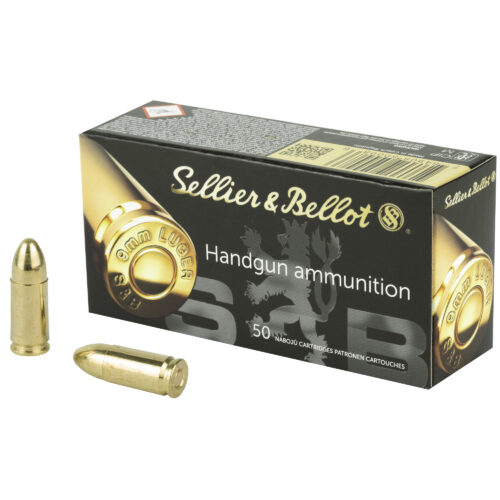 Sellier & Bellot 9mm Ammunition, 115Gr., FMJ, 50Rd. Box (SB9A)
