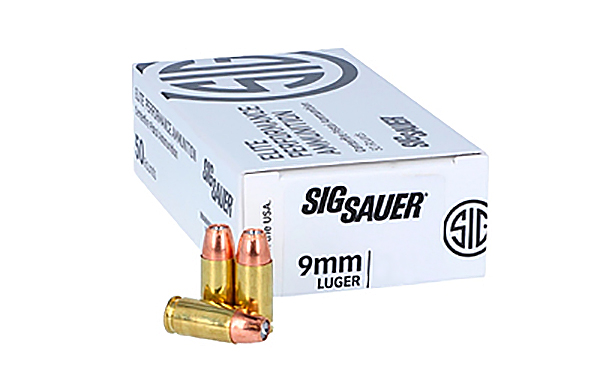Sig Sauer Elite V-Crown 9mm Luger Ammunition, 115Gr., JHP, Brass Case, 50Rd. Box (E9MMJHP115-50)