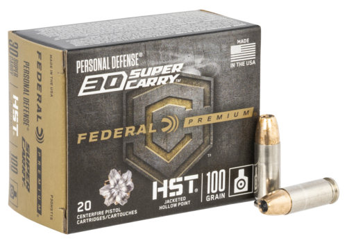 Federal Premium HST Ammunition, 30 Super Carry, 100 Gr., JHP, 20Rd. Box (P30HST1S)