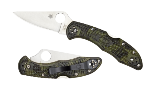 Spyderco Endura 4 Folding Knife, VG10 Satin Plain Blade, Zome Green FRN Handles (C10ZFPGR)