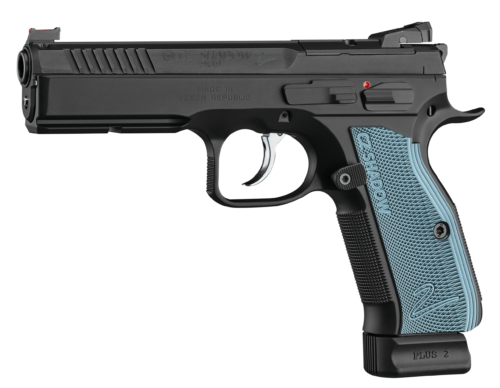 CZ Shadow 2, 9mm Pistol, Optic Ready, Black w/Blue Aluminum Grips (91251)