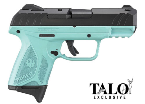 Ruger Security-9 Compact 9mm Pistol, 3.42" Barrel, Black Slide, Turquoise Frame, TALO Exclusive (3837)
