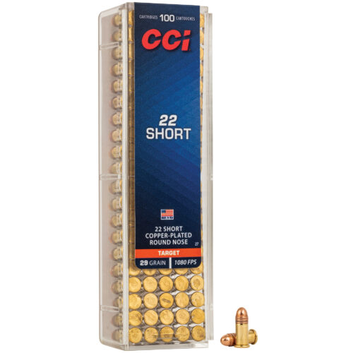 CCI Ammunition, 22 Short, 29Gr., Copper-Plated Round Nose, 100Rd. Box (27)