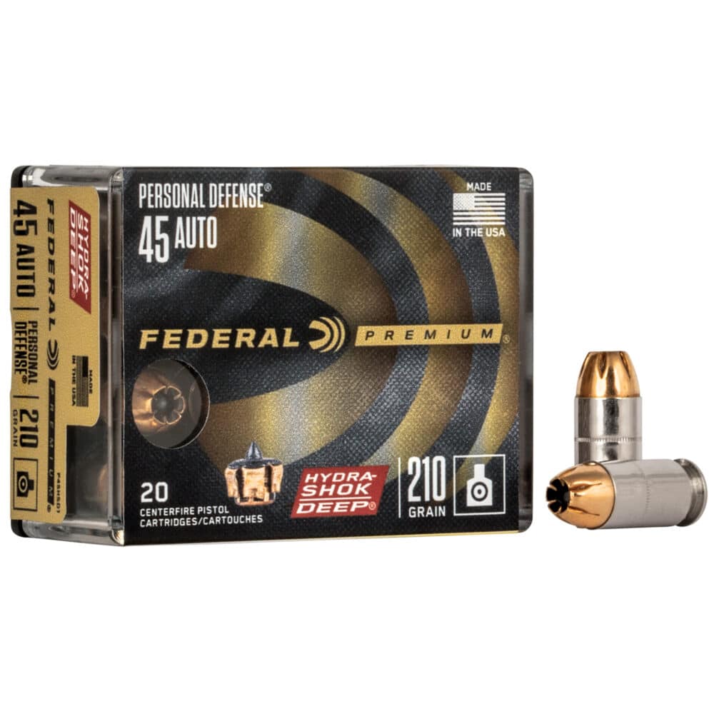 Federal Premium, Personal Defense, 45 ACP, 210 Grain, Hydra-Shok Deep Ammunition (P45HSD1)
