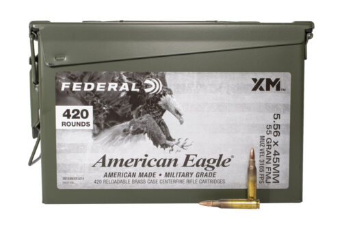 Federal American Eagle XM Ammunition, 5.56x45mm 55gr., FMJ, 420rd. Ammo Can (XM193BK420AC1X)
