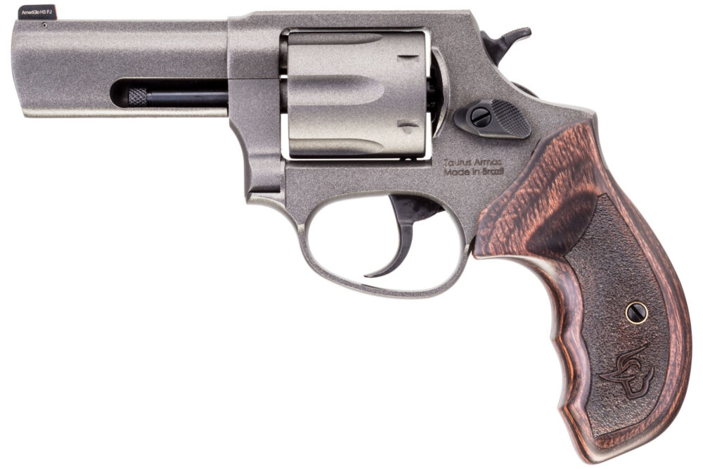Taurus 856 Defender 38 Special +P Revolver, 6rd. Wood Grips, Tungsten Finish (2-8563CNS)