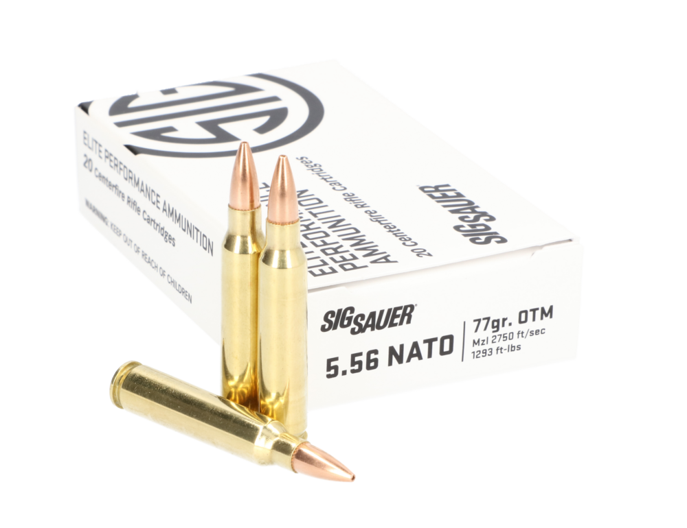 Sig Sauer Ammunition, 5.56mm, 77gr. Open Tip Match (OTM) 20rd. Box (E556M4-20)
