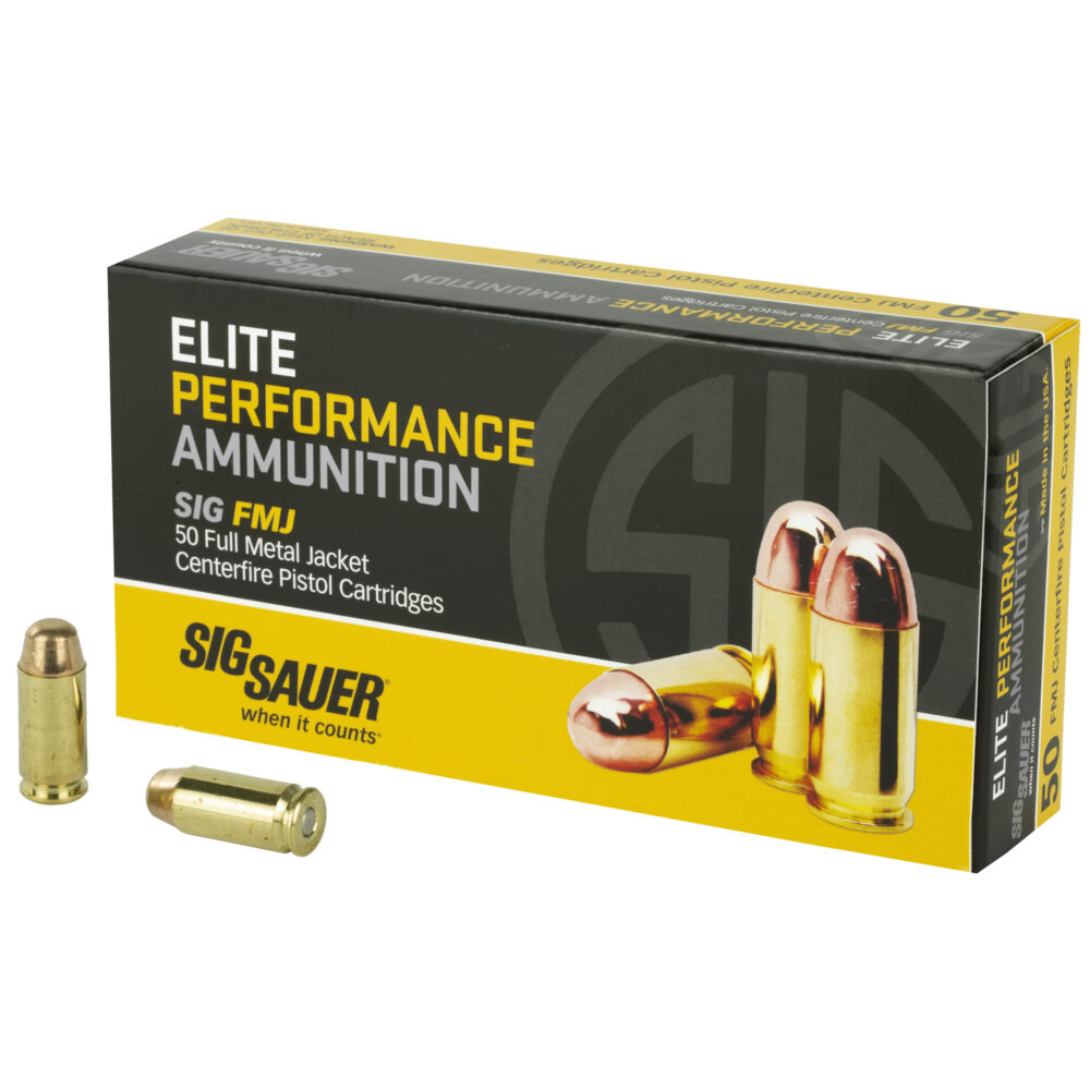 Sig Sauer Elite Performance Ball Ammunition, 40 S&W, 180gr., FMJ, 50rd. Box (E40SB2-50)