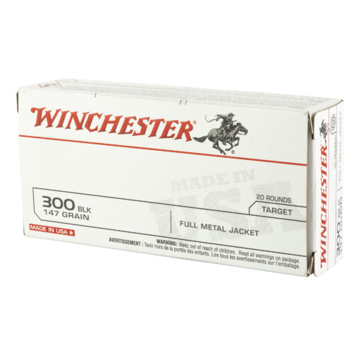 Winchester Ammunition, 300 Blackout, 147gr., FMJ, 20rd. Box (USA300B147)