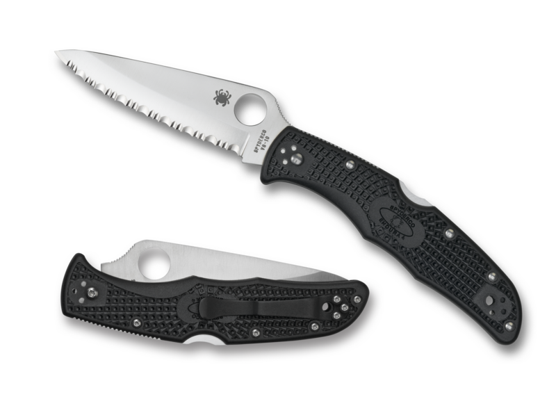 Spyderco Endura 4 Folding Knife, Satin Plain Blade, Black FRN Handles (C10PBK)