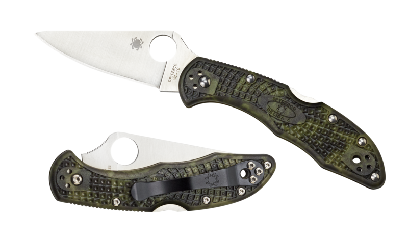 Spyderco Delica 4 Folding Knife, VG-10 Satin Plain Blade, Zome Green Handles (C11ZFPGR)