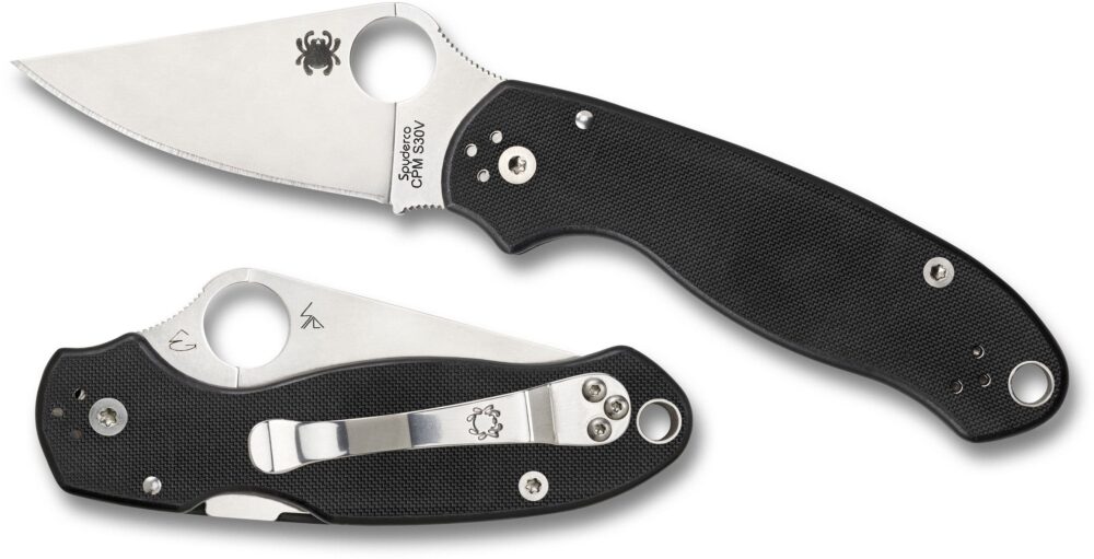 pyderco Para 3 (Paramilitary 3) Folding Knife, Satin Plain Blade, Black G10 Handles (C223GP)
