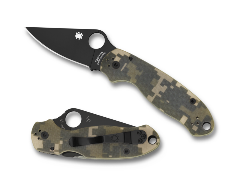 Spyderco Para 3 (Paramilitary 3) Folding Knife, Black Plain Blade, Digital Camo G10 Handles (C223GPCMOBK)