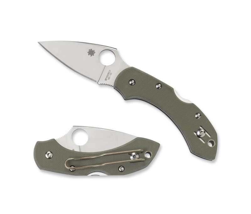 Spyderco Dragonfly Folding Knife, Satin Plain Edge Blade, G-10 Foliage Green Handle (C28GPFG)
