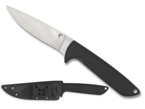 Spyderco WaterWay Fixed Blade Knife, LC200N Plain Edge Blade, Black G-10 Handle (FB43GP)