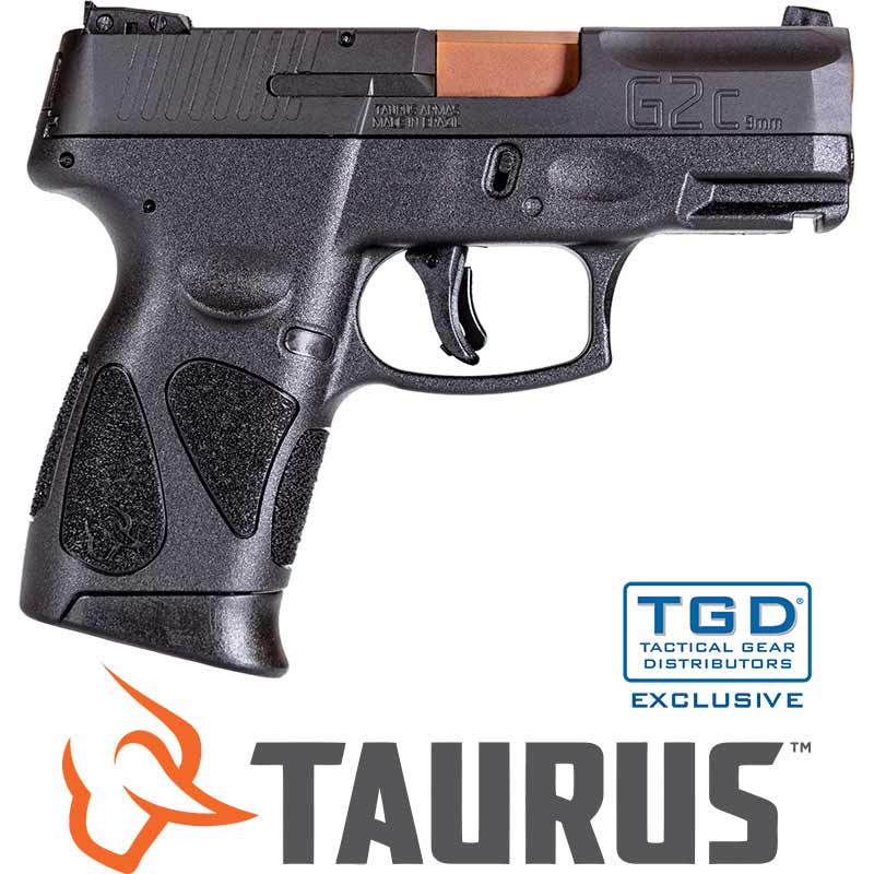 Taurus G2C 9mm Pistol, Black with Copper Barrel (1-G2C931-12CUB)