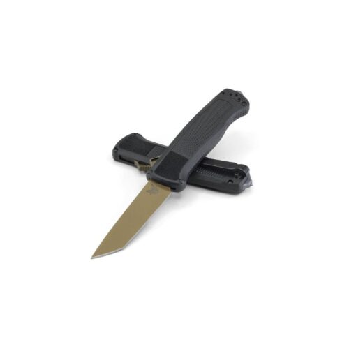Benchmade Shootout, Automatic OTF Knife, Flat Earth CPM-CruWear Tanto Blade, Black CF-Elite Handle (5370FE)