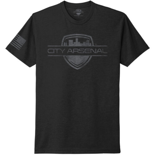 City Arsenal T-Shirt, Black, Distressed Logo (CA-TS-ML-BLK)