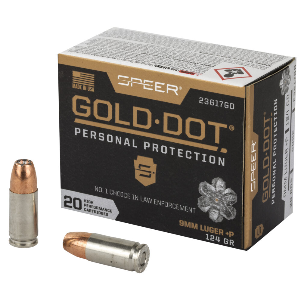 Speer Gold Dot Ammuntion 9mm+P 124gr 20rds (23617GD)