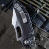 Microtech Stitch Auto Folding Knife, S/E, Black Handle, Stonewashed Serrated Blade (169-12) - Image 2