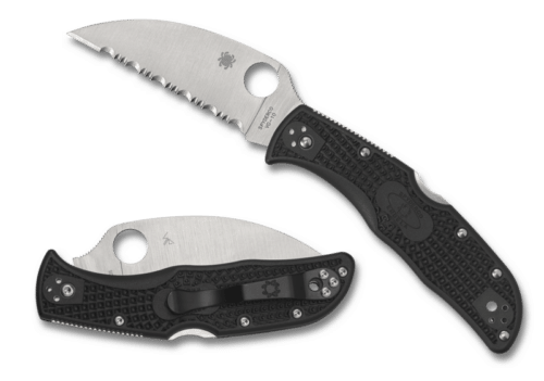 Spyderco Endela Wharncliffe Knife, SpyderEdge™ VG-10 Serrated Blade, Black FRN Handles (C243FSWCBK)