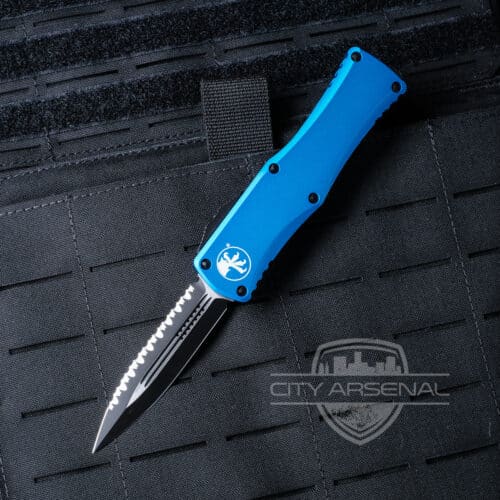Microtech Hera OTF Auto Knife, D/E, FS, Blue Handles (702-3 BL)