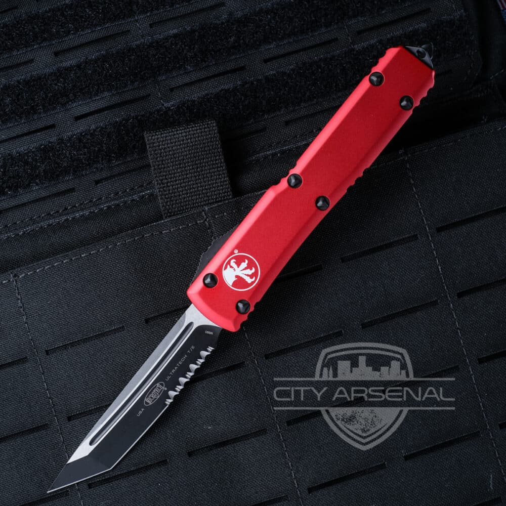 Microtech Ultratech OTF Auto Knife, Tanto Edge, PS, Red (123-2RD)