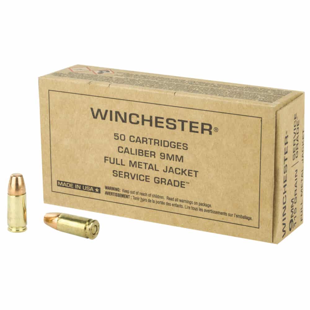 Winchester Ammunition, 9MM, 115Gr, FMJ, Service Grade, 50rd. Box (SG9W)
