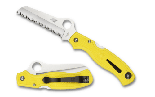 Spyderco Atlantic Salt Folding Knife, H-1 Serrated Blade, Yellow FRN Handles (C89SYL)