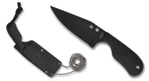Spyderco Fred Perrin Subway Bowie Fixed Blade Knife 2.8" LC200N Black Plain Blade, Black FRN Handles, Boltaron Sheath - FB48PBBK