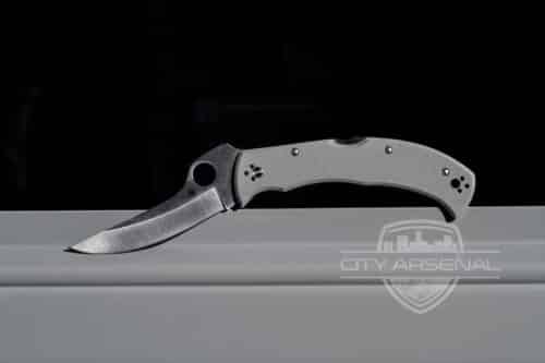Spyderco Masaad Ayoob Sprint Run Folding Knife, Cru-Wear Plain Edge Blade, Gray G-10 Handles (C60GPGY)