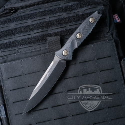 Microtech SOCOM Alpha Fixed Blade Knife, Full Serrated Blade, Black G10 Handles with Kydex Sheath (113-1 DLCCFS)