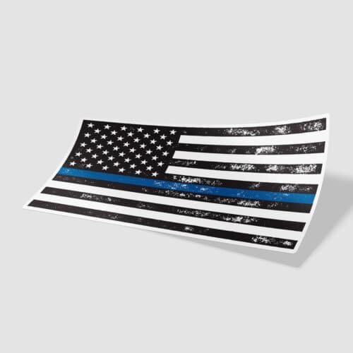 Thin Blue Line American Flag Sticker (BLUE LINE FLAG)