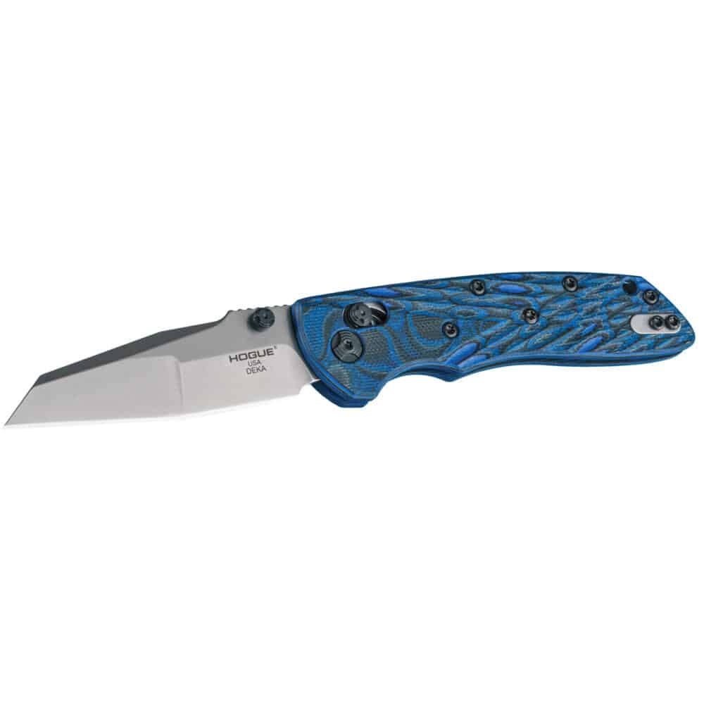 Hogue Deka Folding Knife, CPM-20CV Plain Edge Wharncliffe Blade, , Blue Lava G-Mascus Frame (24263)