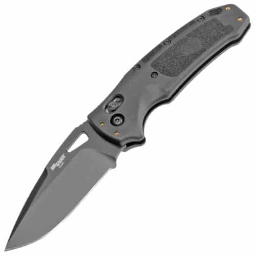 Hogue Sig Sauer K320 Folding Knife 3.5in. S30V Black Drop Point Plain Blade, Black Handles - 36370 (36370)