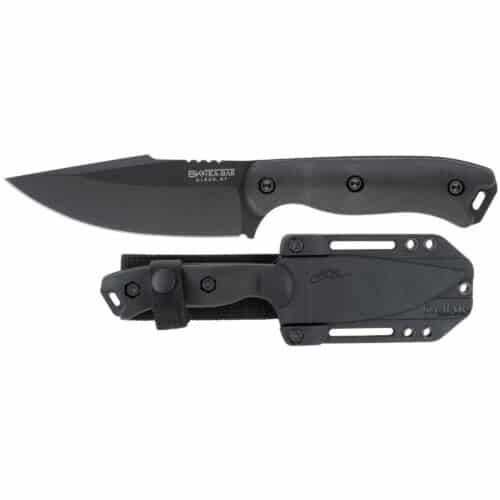 KA-BAR Becker Harpoon Fixed Blade Knife, Drop Point Black Blade with Sheath (BK18BK)