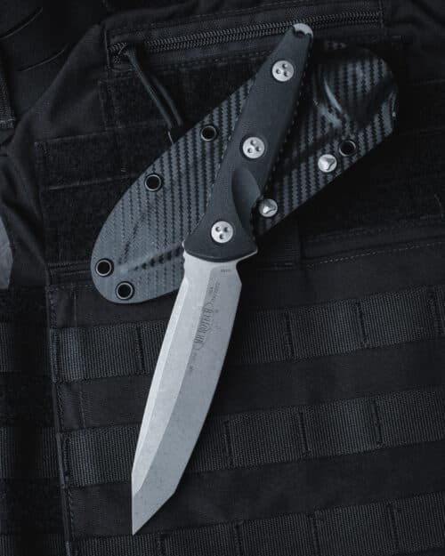 Microtech SOCOM Alpha Fixed Blade Knife, Apocalyptic Tanto Blade, Black G10 Handles with Kydex Sheath (114-10AP)