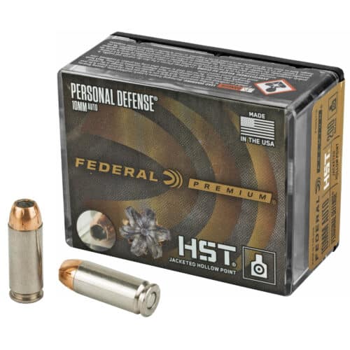 Federal Personal Defense HST, 10mm Ammunition, 200gr Hollow Point, 20rd Box (P10HST1S)
