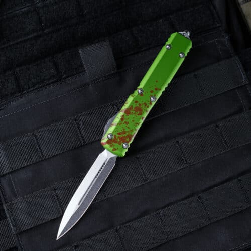 Microtech Zombietech D/E OTF Auto Knife, Stonewashed Blade, Zombie Handle (122-10Z)