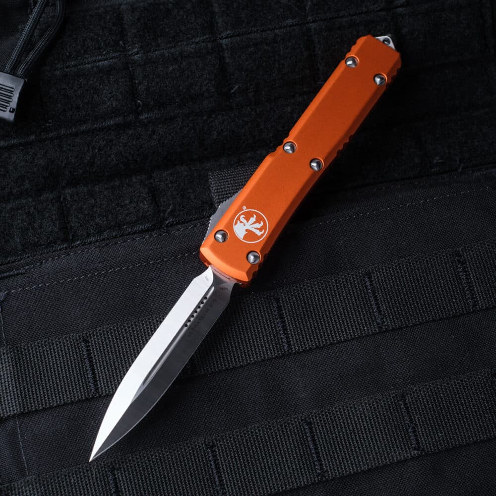 Microtech Ultratech O.T.F. Auto Knife, D/E, Orange Handles (122-4OR)