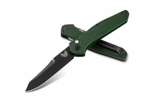 Benchmade Osborne AUTO Folding Knife, Tanto Black Blade, Green Handles (9400BK)