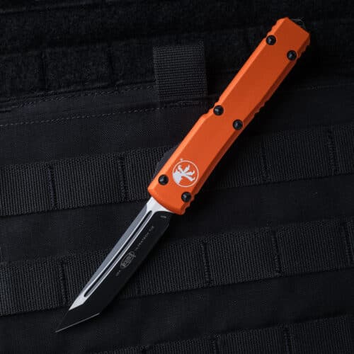 Microtech Ultratech O.T.F. Auto Knife, T/E Black Blade, Orange Handles (123-1 OR)