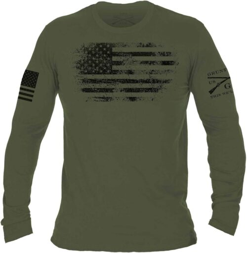 Grunt Style, America Vintage Long Sleeve T-Shirt, OD Green (GS588)