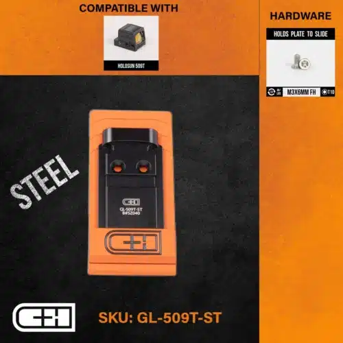 C&H Precision V4 MIL/LEO Adapter Holosun 509T Fits GLOCK MOS, Steel (GL-509T-ST)