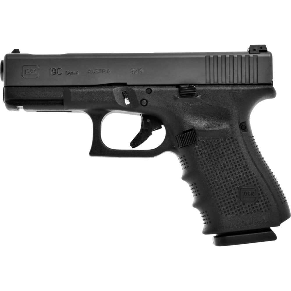 Glock 19C Gen 4 9mm Pistol, Ported Barrel and Slide, Black (UG1959203)